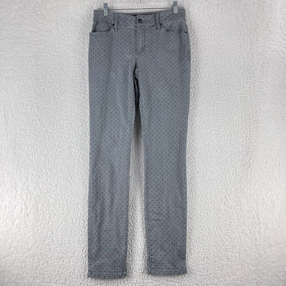 Chico's Gray Polka Dot Denim Skinny Jeans Womens Mid-Rise Casual Size XS - Picture 1 of 15